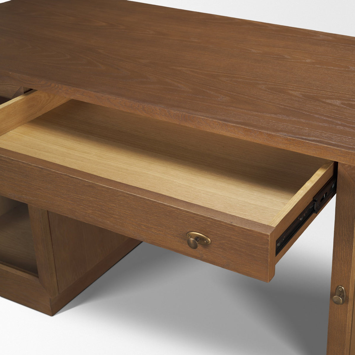 Winsford Two-Tone Oak Writing Desk w/ Glass Doors from Mercana - Luna Furniture