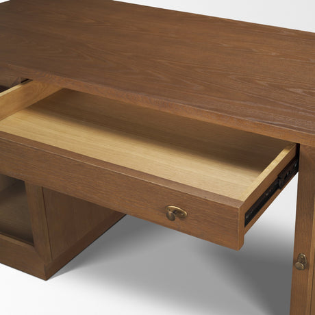 Winsford Two-Tone Oak Writing Desk w/ Glass Doors from Mercana - Luna Furniture