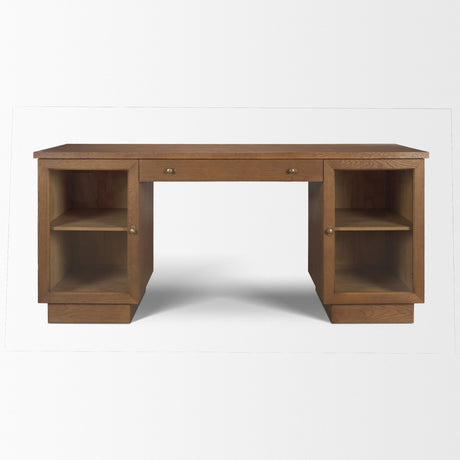 Winsford Two-Tone Oak Writing Desk w/ Glass Doors from Mercana - Luna Furniture