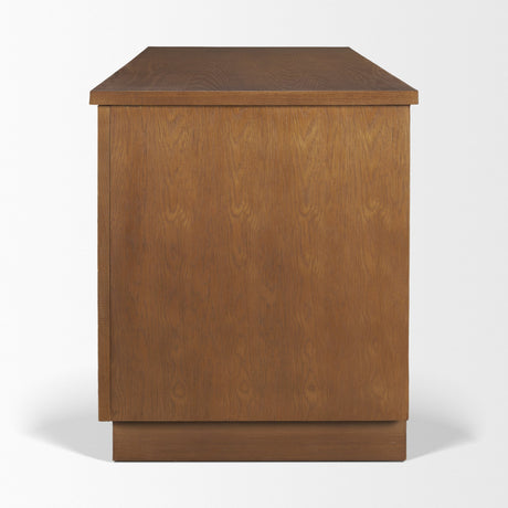Winsford Two-Tone Oak Writing Desk w/ Glass Doors from Mercana - Luna Furniture