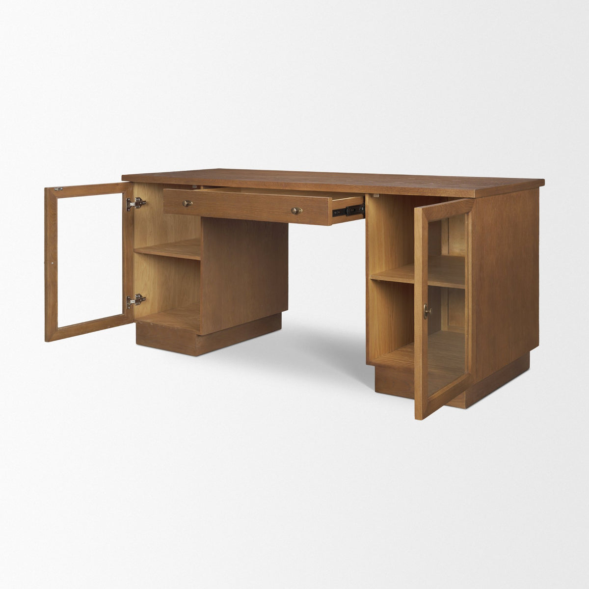 Winsford Two-Tone Oak Writing Desk w/ Glass Doors from Mercana - Luna Furniture