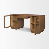 Winsford Two-Tone Oak Writing Desk w/ Glass Doors from Mercana - Luna Furniture
