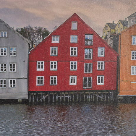 Waterfront of Alesund, Norway by Richard Silver Textured Framed Photo Print Matted under Glass from Mercana - Luna Furniture