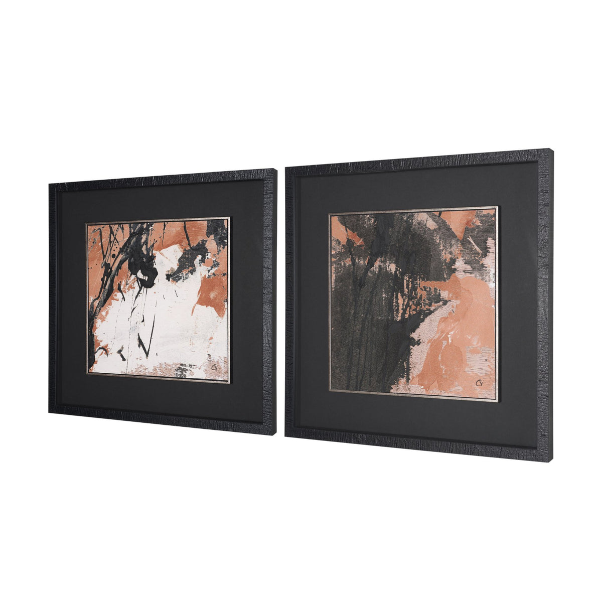 Tones of Sienna III (Set of 2)  by Mercana Studio Hand-Embellished Framed Artwork Matted under Glass