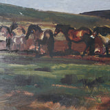 Exmoor Ponies by Sir Alfred Munnings Hand-Embellished Framed Artwork Matted under Glass