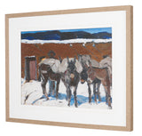 Prospector with Burros by LaVerne Nelson Black Hand-Embellished Framed Artwork Matted under Glass