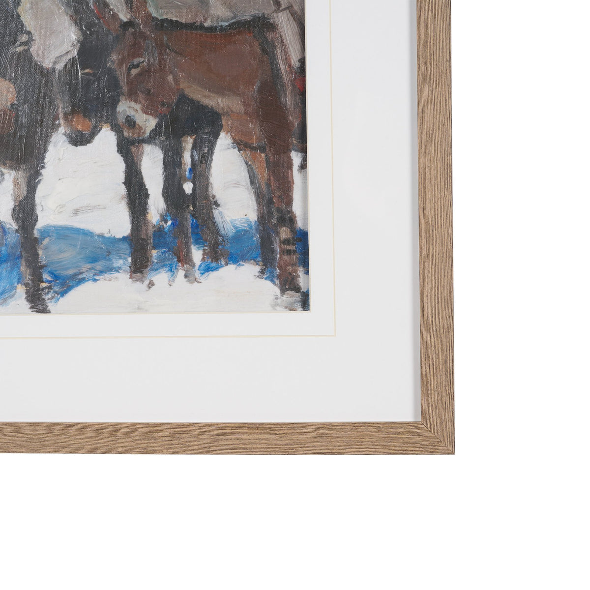 Prospector with Burros by LaVerne Nelson Black Hand-Embellished Framed Artwork Matted under Glass