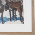 Prospector with Burros by LaVerne Nelson Black Hand-Embellished Framed Artwork Matted under Glass