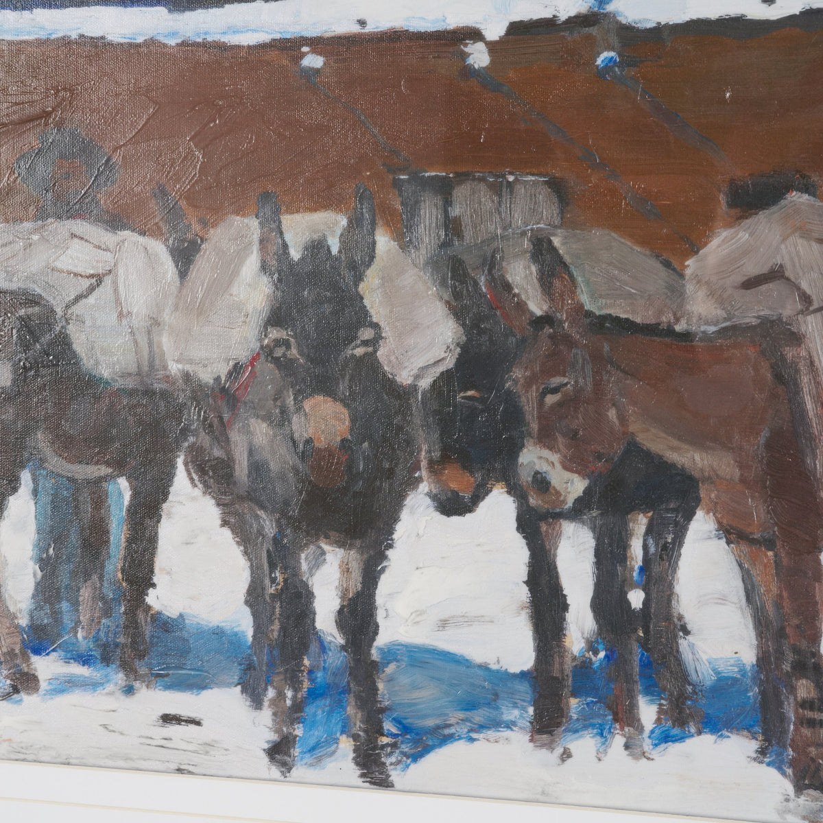 Prospector with Burros by LaVerne Nelson Black Hand-Embellished Framed Artwork Matted under Glass