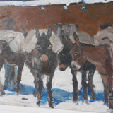 Prospector with Burros by LaVerne Nelson Black Hand-Embellished Framed Artwork Matted under Glass