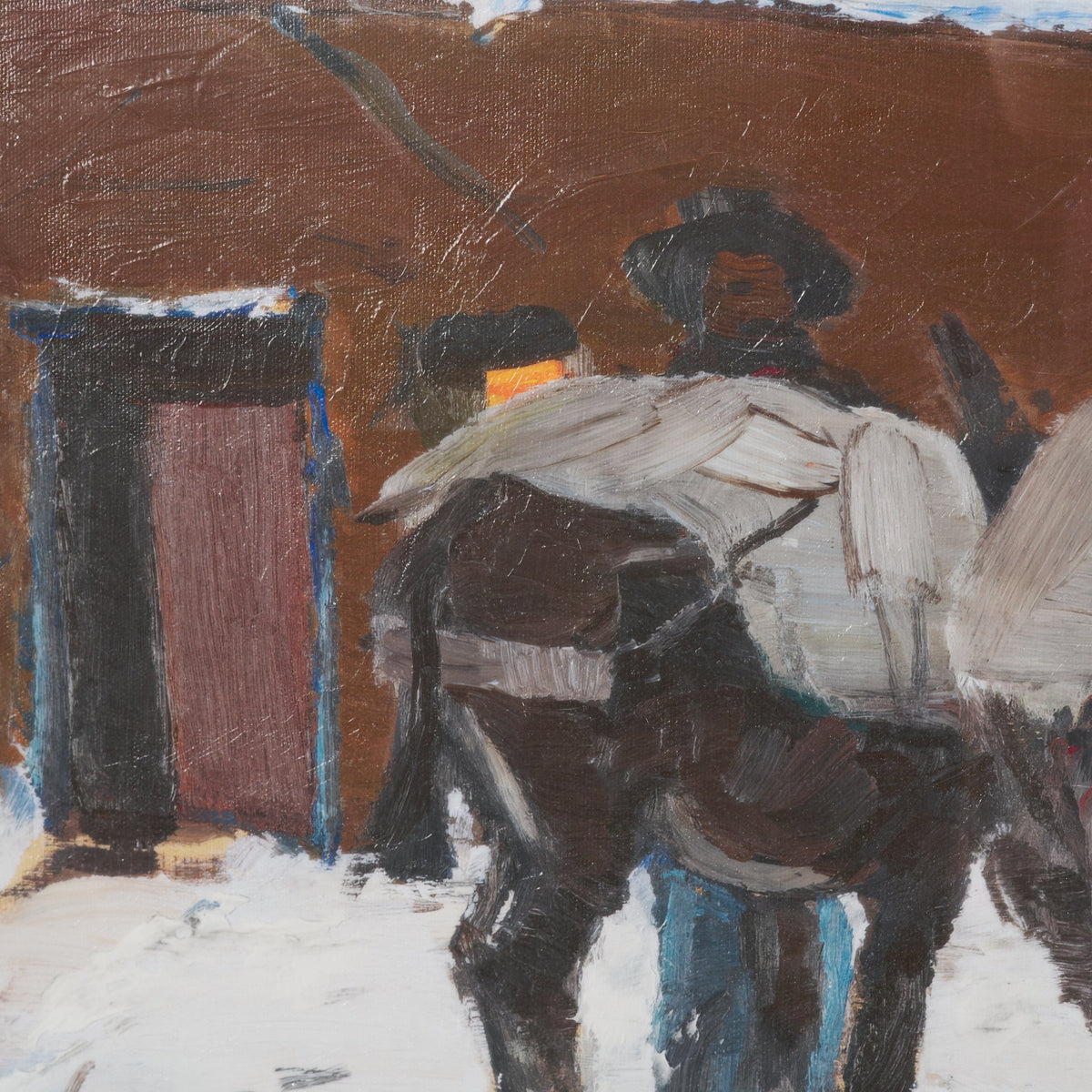 Prospector with Burros by LaVerne Nelson Black Hand-Embellished Framed Artwork Matted under Glass
