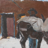 Prospector with Burros by LaVerne Nelson Black Hand-Embellished Framed Artwork Matted under Glass