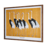 Japanese Red Crown Crane by Ogata Korin Hand-Embellished Textured Framed Artwork Matted under Glass