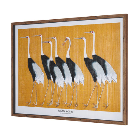 Japanese Red Crown Crane by Ogata Korin Hand-Embellished Textured Framed Artwork Matted under Glass from Mercana - Luna Furniture