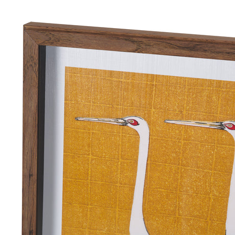 Japanese Red Crown Crane by Ogata Korin Hand-Embellished Textured Framed Artwork Matted under Glass from Mercana - Luna Furniture