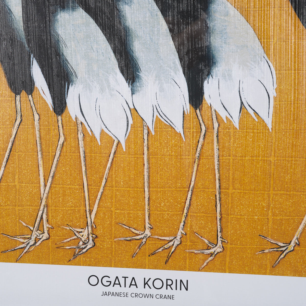 Japanese Red Crown Crane by Ogata Korin Hand-Embellished Textured Framed Artwork Matted under Glass