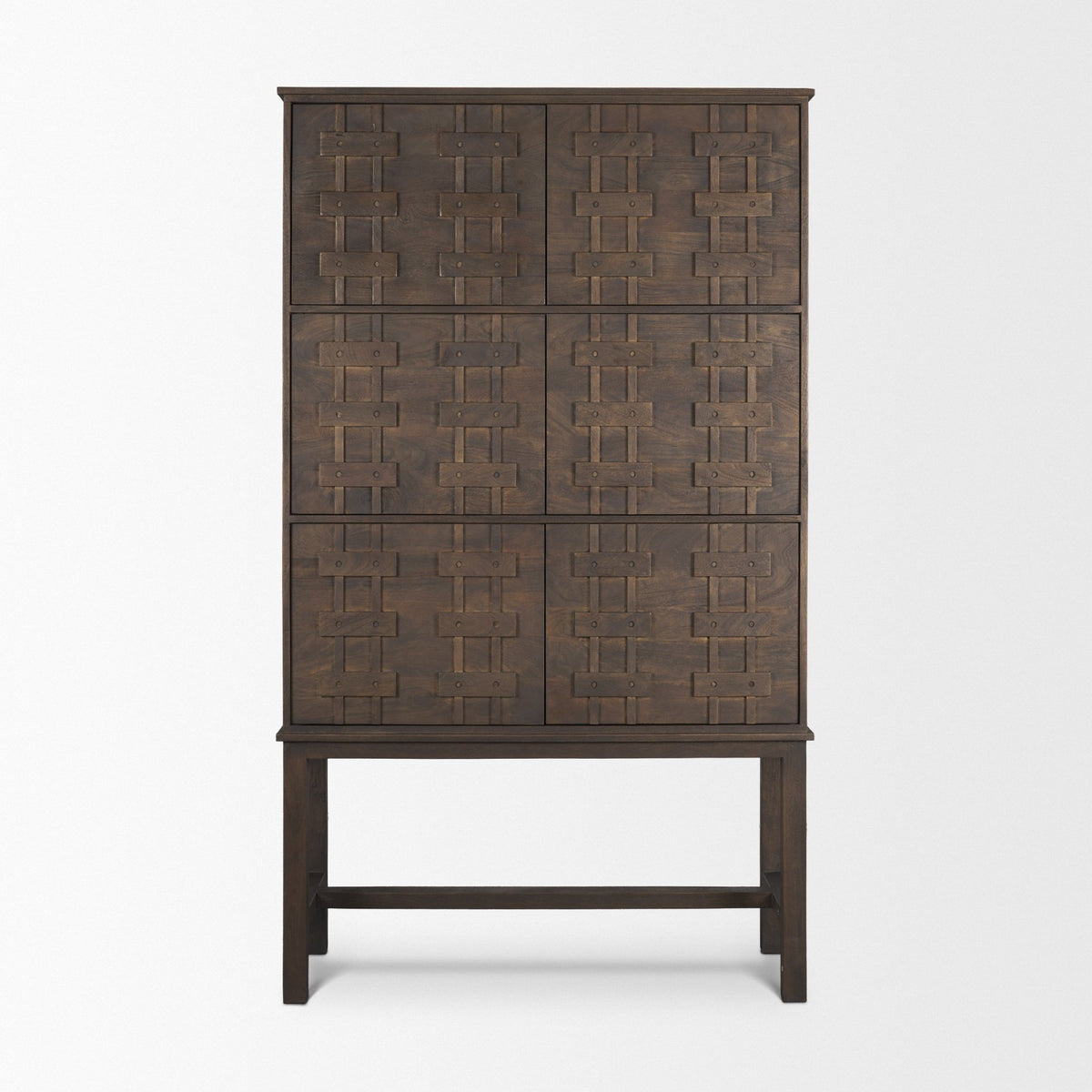 Truss Dark Brown Wood 6 Door Tall Cabinet from Mercana - Luna Furniture