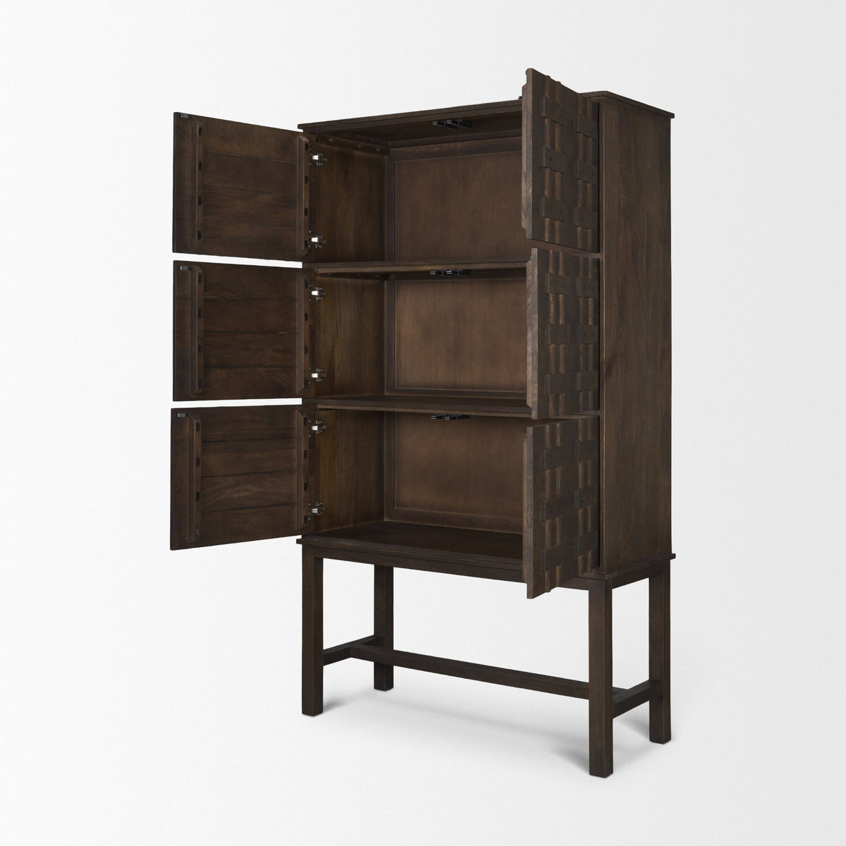 Truss Dark Brown Wood 6 Door Tall Cabinet from Mercana - Luna Furniture