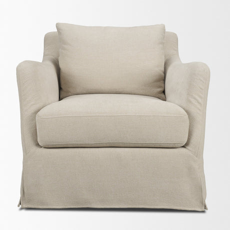 Ellington Slipcovered Slope Arm Swivel Swivel Accent Chair | Cream Fabric from Mercana - Luna Furniture