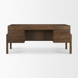 Trellyn Dark Brown Solid Wood Carved Woven Desk from Mercana - Luna Furniture