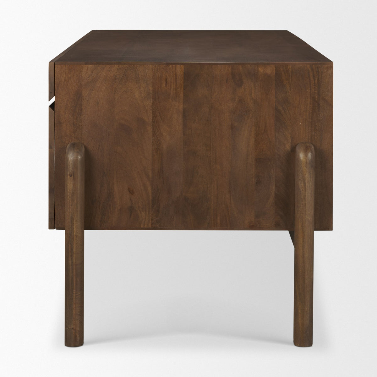 Trellyn Dark Brown Solid Wood Carved Woven Desk from Mercana - Luna Furniture