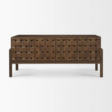 Trellyn Dark Brown Solid Wood Carved Woven Desk from Mercana - Luna Furniture