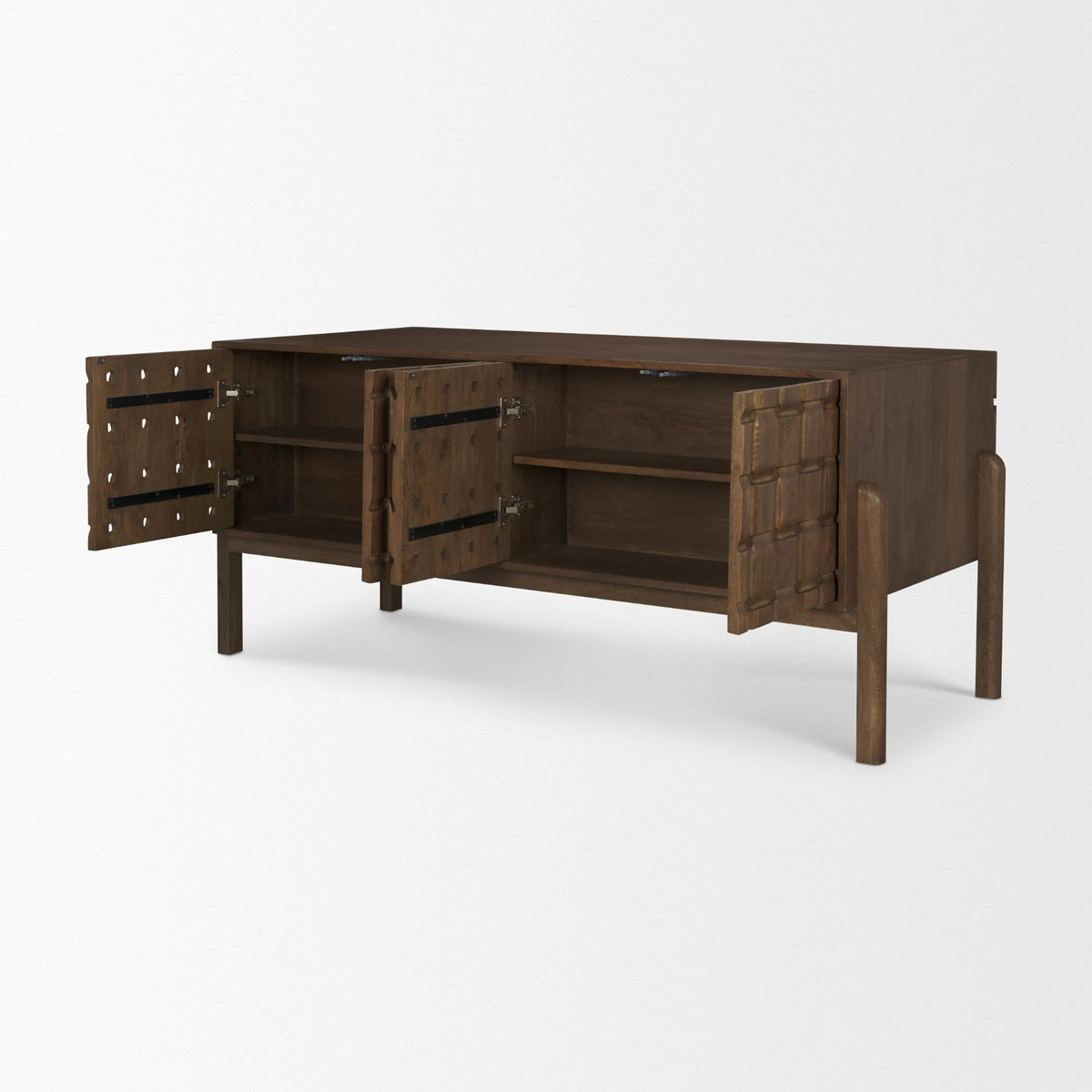 Trellyn Dark Brown Solid Wood Carved Woven Desk from Mercana - Luna Furniture