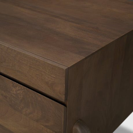 Trellyn Dark Brown Solid Wood Carved Woven Desk from Mercana - Luna Furniture