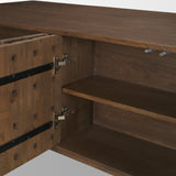 Trellyn Dark Brown Solid Wood Carved Woven Desk from Mercana - Luna Furniture