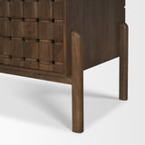 Trellyn Dark Brown Solid Wood Carved Woven Desk from Mercana - Luna Furniture