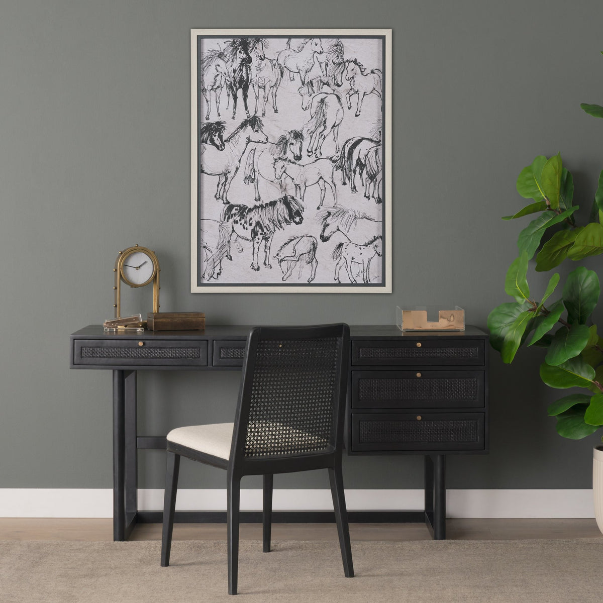 Pony Sketches I by Mercana Studio Hand-Embellished Framed Artwork Matted under Glass from Mercana - Luna Furniture