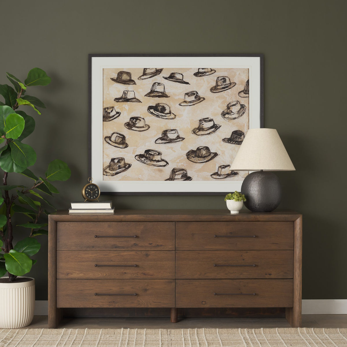 "Hat Trick" by Mercana Studio Hand-Embellished Textured Framed Artwork Matted under Glass from Mercana - Luna Furniture