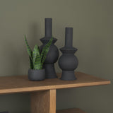 Veda Small Black Metal Geometric Vase from Mercana - Luna Furniture