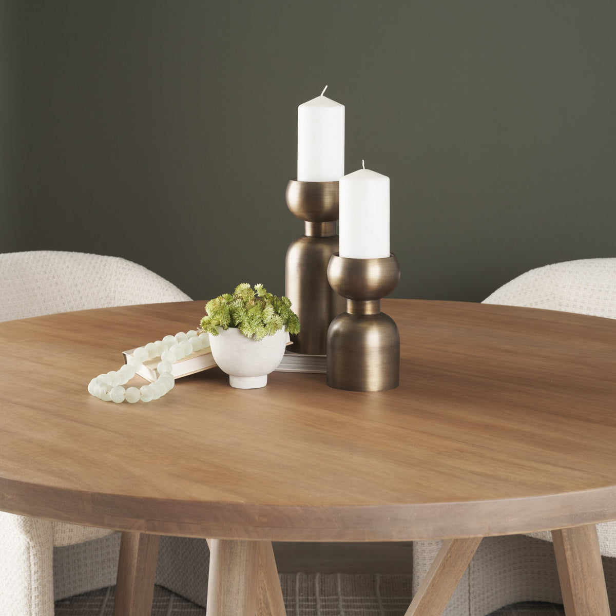 Pelar Small Antiqued Brass Stacked Pillar Candle Holder