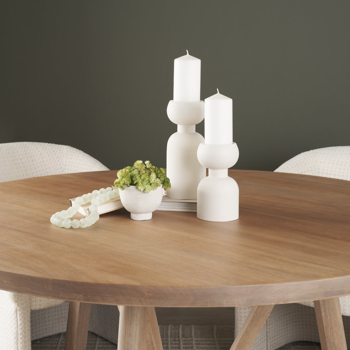 Pelar Small Matte White Metal Stacked Pillar Candle Holder