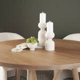 Pelar Small Matte White Metal Stacked Pillar Candle Holder
