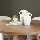 Trenza Small White Ceramic Vase w/ Twisted Handles from Mercana - Luna Furniture