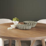 Camelia Small Fluted Sage Green Paper Mache Round Centerpiece Bowl from Mercana - Luna Furniture