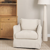 Ellington Slipcovered Slope Arm Accent Chair | Cream Fabric from Mercana - Luna Furniture