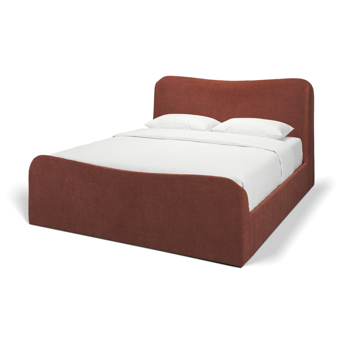 Solene Queen Upholstered Bedframe w/ Footbed | Curved Headboard | Burgundy Fabric from Mercana - Luna Furniture