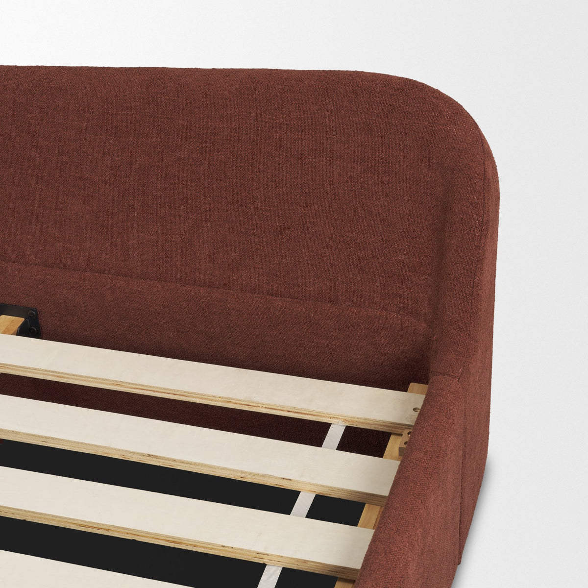 Solene Queen Upholstered Bedframe w/ Footbed | Curved Headboard | Burgundy Fabric from Mercana - Luna Furniture