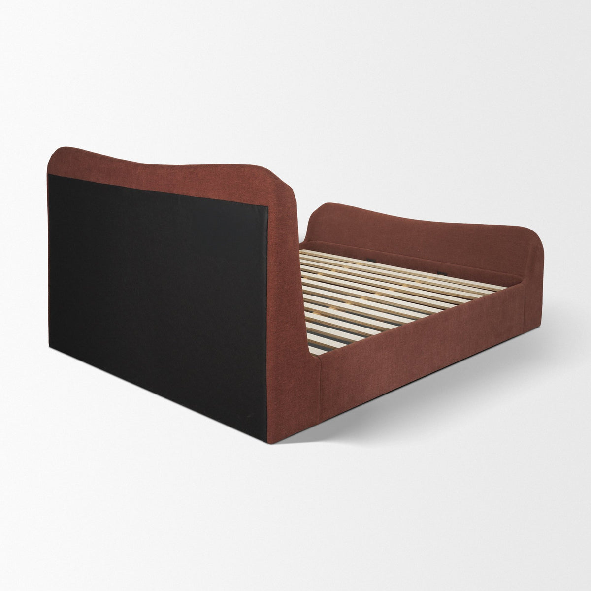 Solene Queen Upholstered Bedframe w/ Footbed | Curved Headboard | Burgundy Fabric from Mercana - Luna Furniture