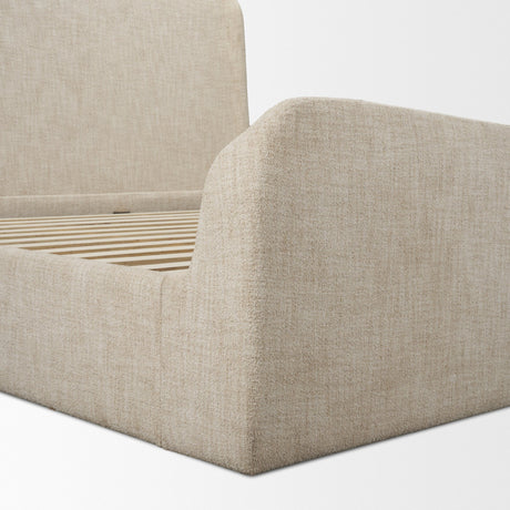 Solene Queen Upholstered Bedframe w/ Footbed | Curved Headboard | Oatmeal Fabric from Mercana - Luna Furniture
