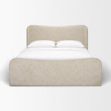 Solene Queen Upholstered Bedframe w/ Footbed | Curved Headboard | Oatmeal Fabric from Mercana - Luna Furniture