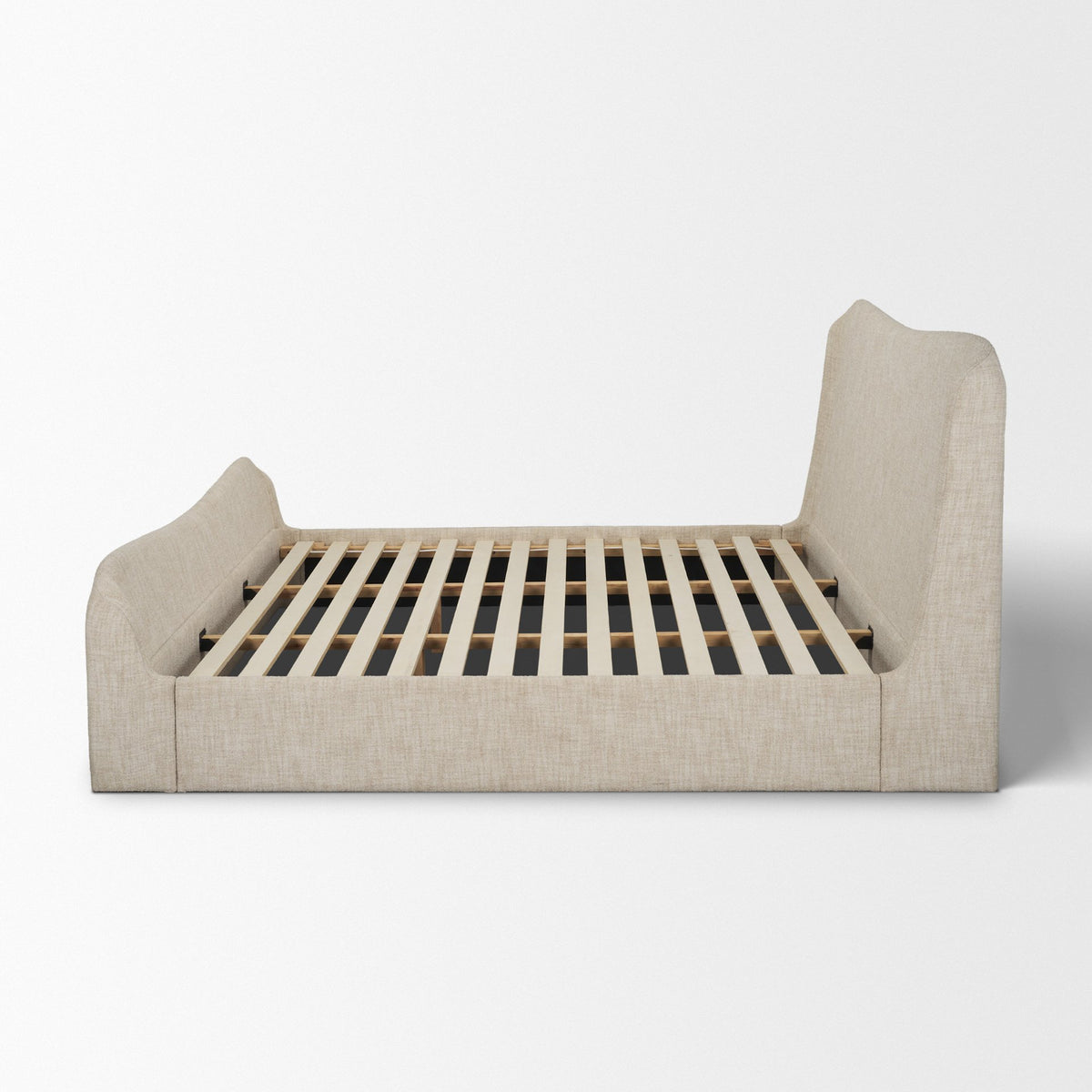 Solene Queen Upholstered Bedframe w/ Footbed | Curved Headboard | Oatmeal Fabric from Mercana - Luna Furniture