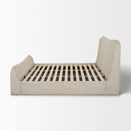 Solene Queen Upholstered Bedframe w/ Footbed | Curved Headboard | Oatmeal Fabric from Mercana - Luna Furniture