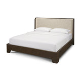 Holden Queen Upholstered Bedframe | Shelter Headboard | Oatmeal Performance Fabric from Mercana - Luna Furniture