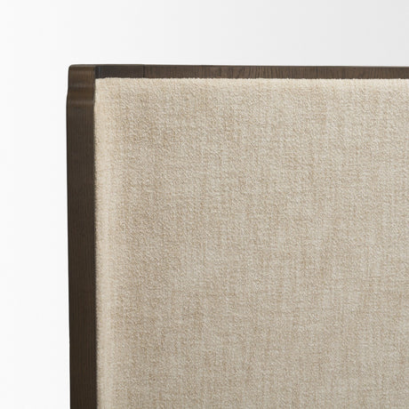 Holden Queen Upholstered Bedframe | Shelter Headboard | Oatmeal Performance Fabric from Mercana - Luna Furniture