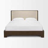 Holden Queen Upholstered Bedframe | Shelter Headboard | Oatmeal Performance Fabric from Mercana - Luna Furniture