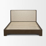 Holden Queen Upholstered Bedframe | Shelter Headboard | Oatmeal Performance Fabric from Mercana - Luna Furniture